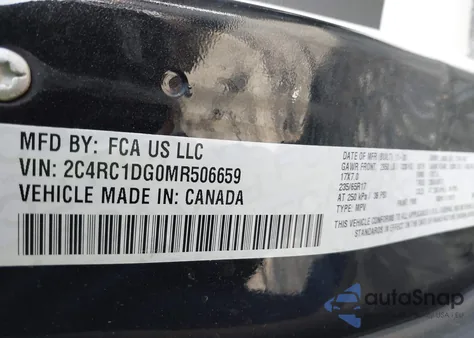 2021 Chrysler Voyager Lxi z USA, uszkodzony, nr VIN 2C4RC1DG0MR506659